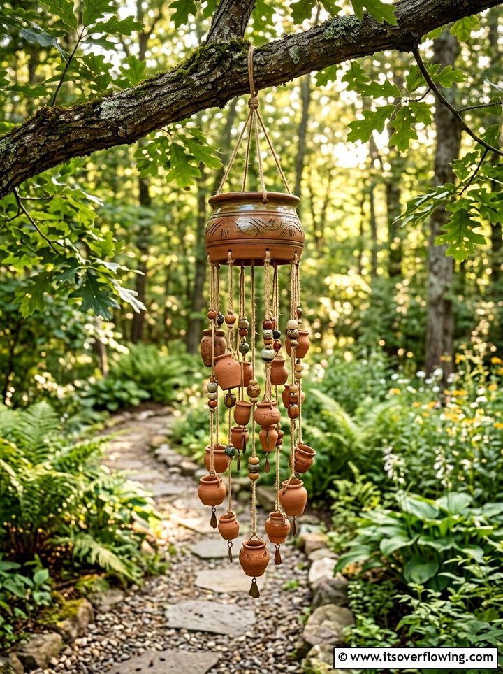 Terracotta Wind Chime - 25 garden ideas with terracotta crafts