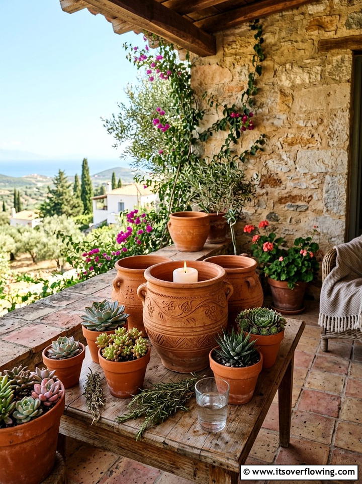 Terracotta candle pots - 25 front porch decor ideas with candle holders