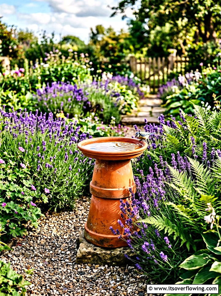 Terracotta pot bird bath - 25 upcycled garden ideas with bird baths