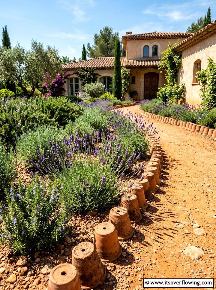 Terracotta pot edging - 25 reusing old things ideas for garden edging
