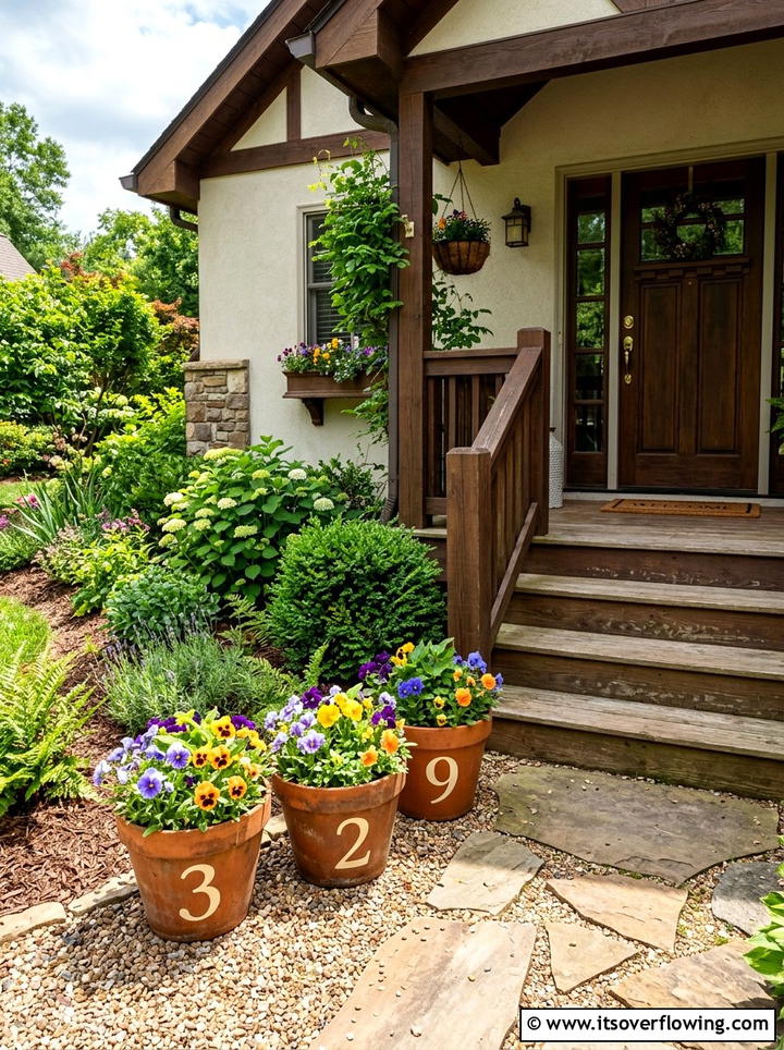 Terracotta pot house numbers - 25 front porch ideas with terracotta pots