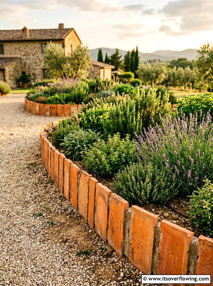 Terracotta tile border - 25 garden ideas with edging