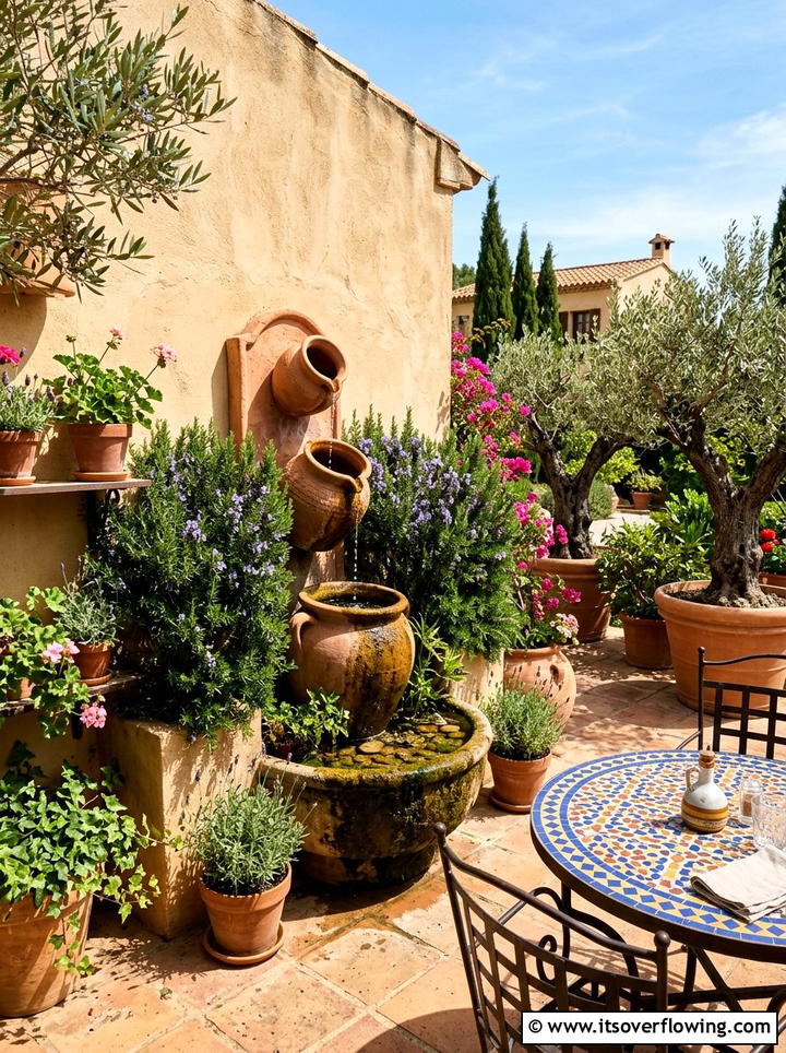 Terracotta wall fountain - 25 creative garden ideas with fountain wall