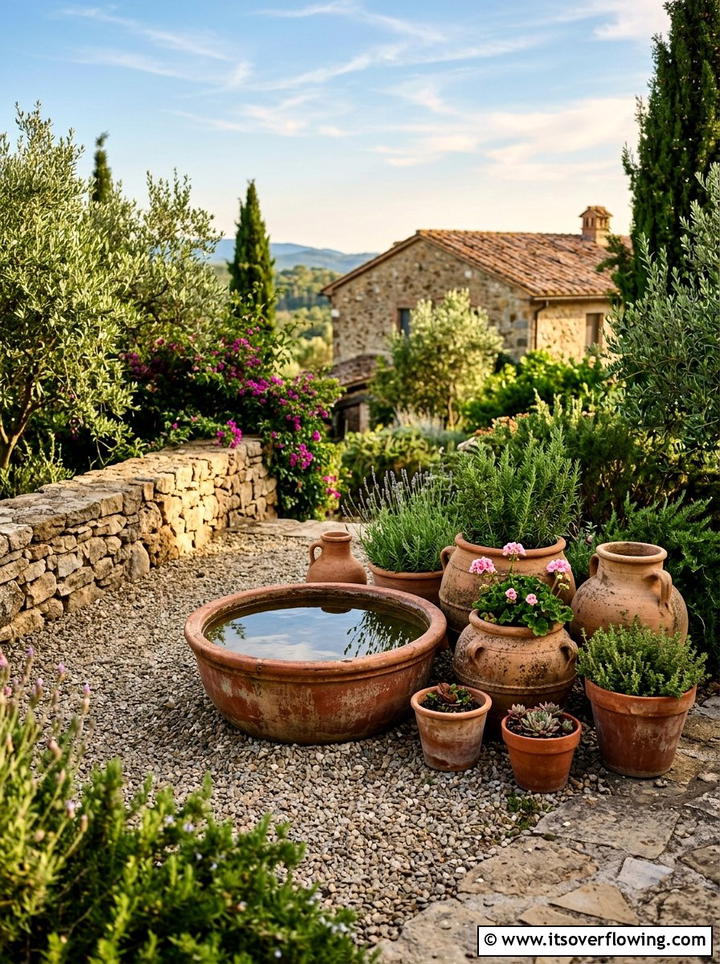 Terracotta water bowl - 25 backyard decorating ideas with water bowls