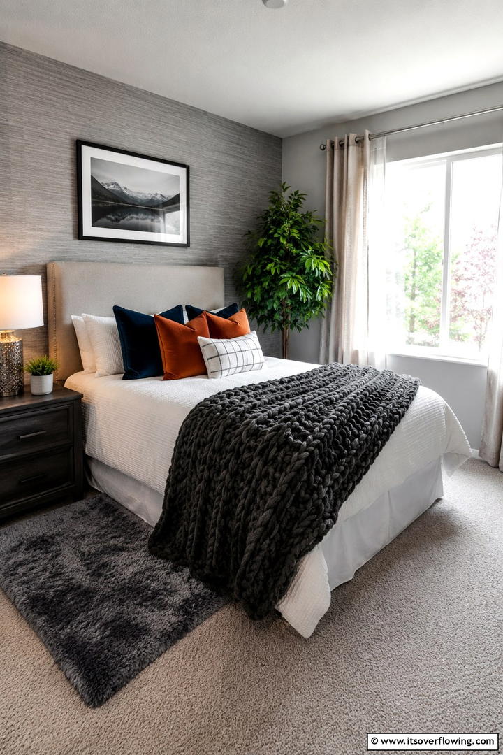 Textured Fabrics for Warmth - 30 Space-Saving Small Guest Bedroom Ideas for Cozy Comfort