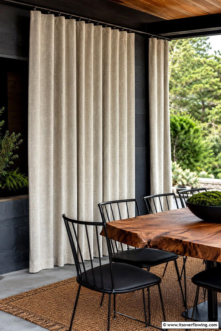 Textured Linen Panels - 30 Patio Curtain Ideas to Enhance Outdoor Privacy & Style