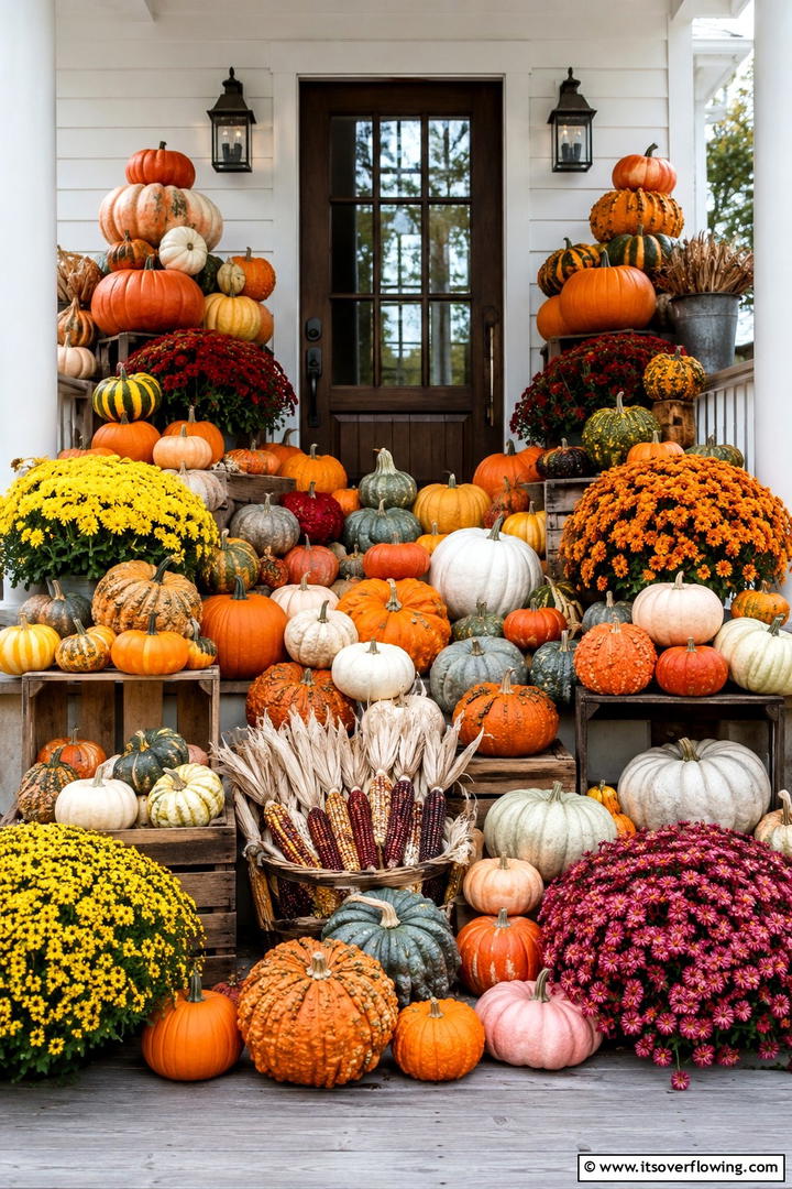 Textured Neutral Fall Botanical Porch - 50 Fall Porch Decor Ideas for Welcoming Outdoor Spaces