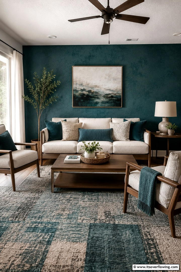 Textured Teal Comfort - 30 Teal Living Room Ideas for Bold & Serene Interior Spaces