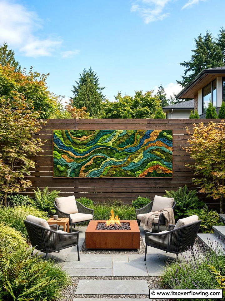 Textured moss tapestry - 25 garden ideas with moss art