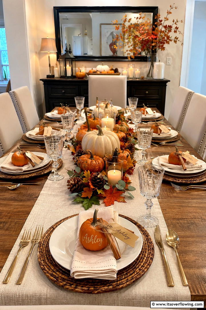 Thanksgiving Place Card Settings - 50 Fall Table Decor Ideas Roundup- Seasonal Styling