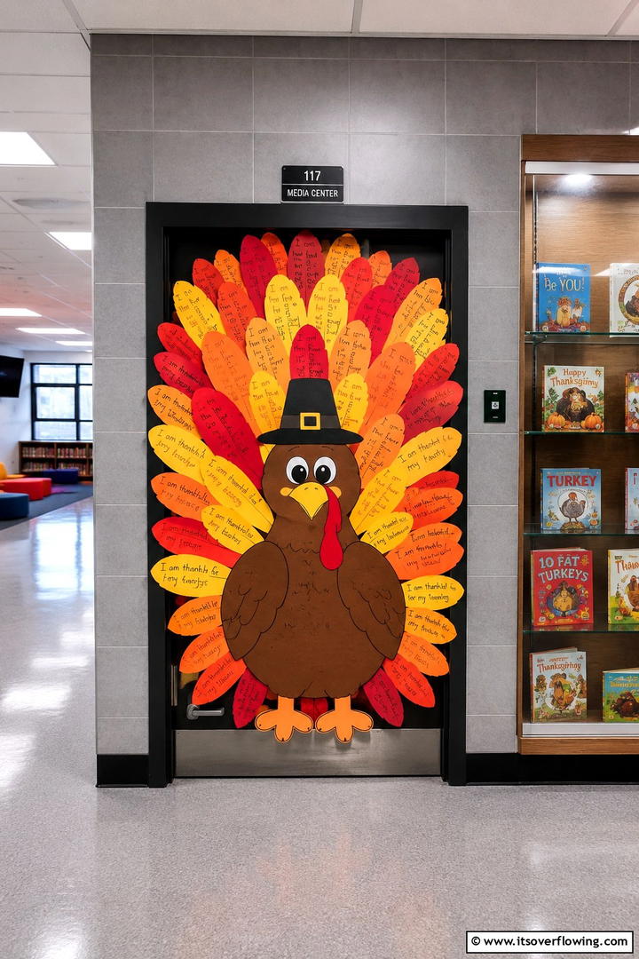 Thanksgiving Turkey Centerpiece - 50 Fall Door Decor Classroom Ideas for Cozy Entryways