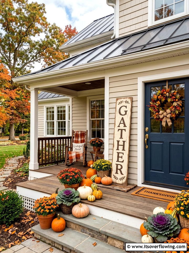 Thanksgiving welcome sign - 25 front porch decor ideas for thanksgiving