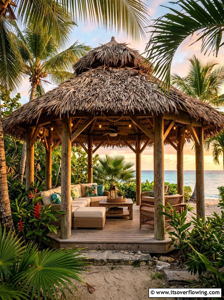 Thatch Roof Gazebo - 25 garden ideas for tropical style