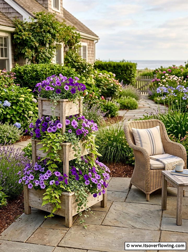 Tiered Corner Planter - 25 garden decor ideas with wooden planters