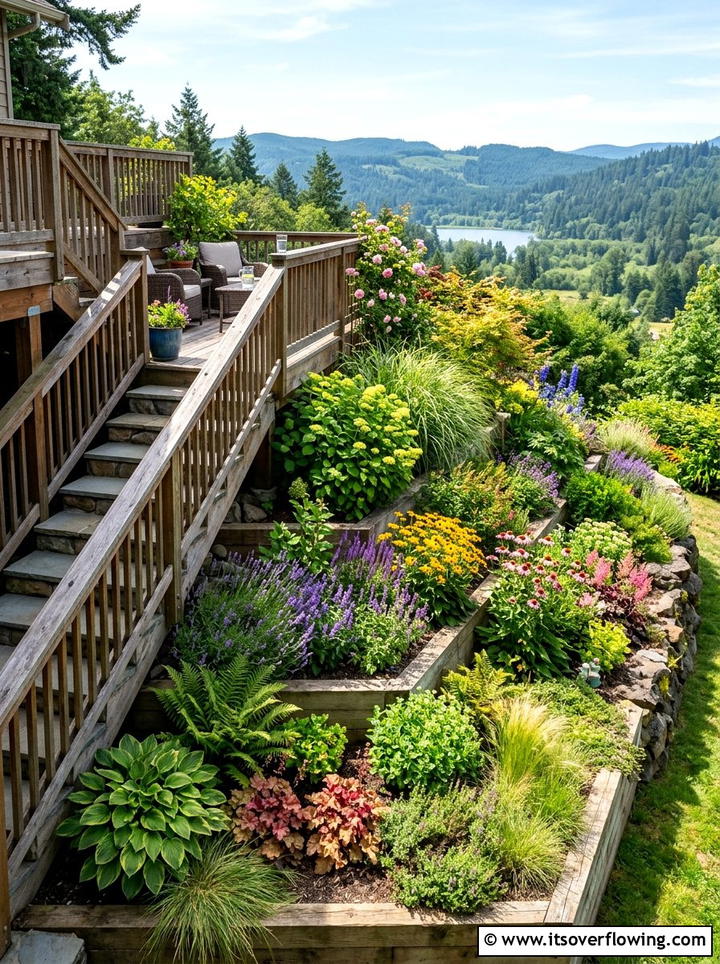 Tiered Deck Pocket Garden - 25 creative garden ideas with pocket planters