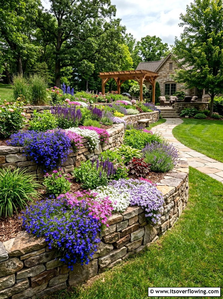 Tiered Flower Bed - 25 backyard ideas with flower garden