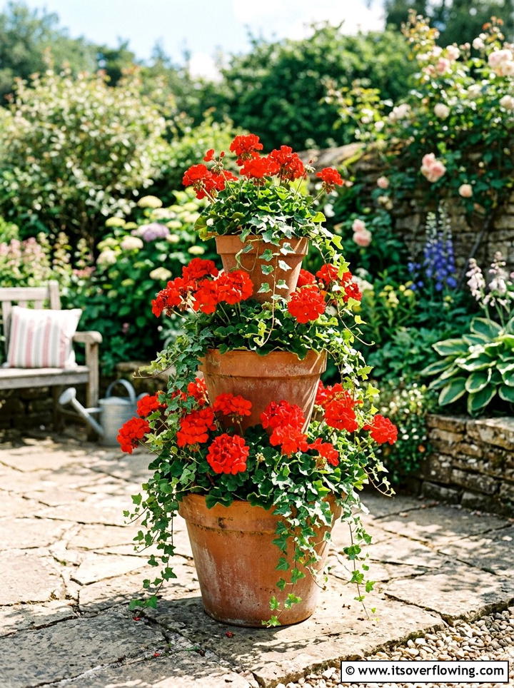 Tiered Flower Pots - 25 cheap garden ideas with dollar store decor