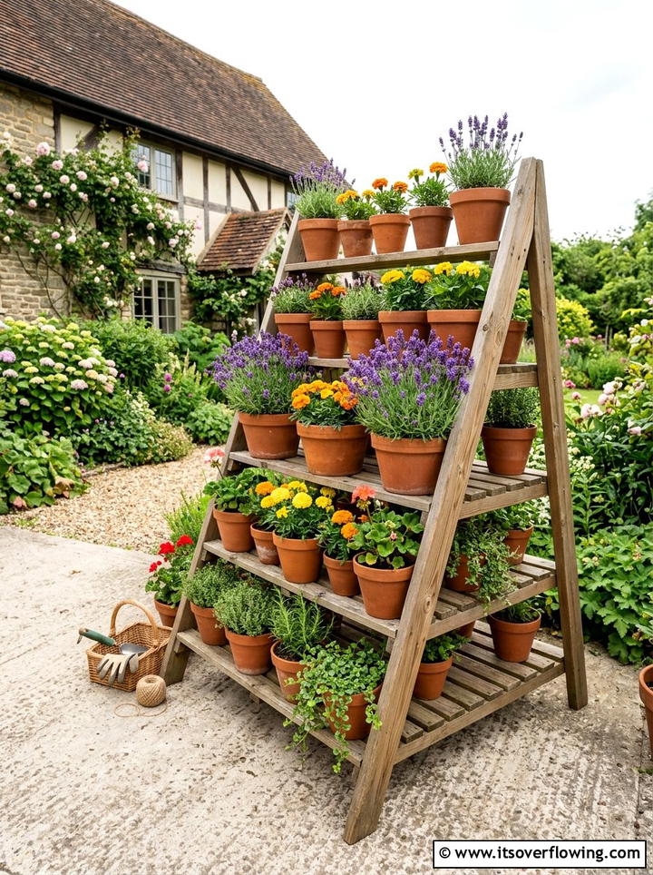 Tiered Flower Stand - 25 garden ideas for tiny patios