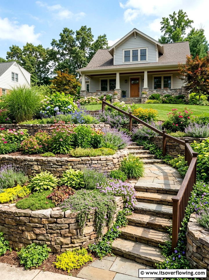 Tiered Front Yard Garden On Slope - 25 small garden ideas for front yard