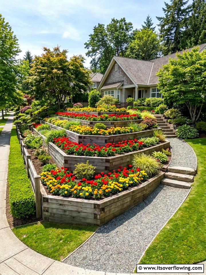 Tiered Garden Beds On Sloped Corner - 25 backyard ideas for corner lots