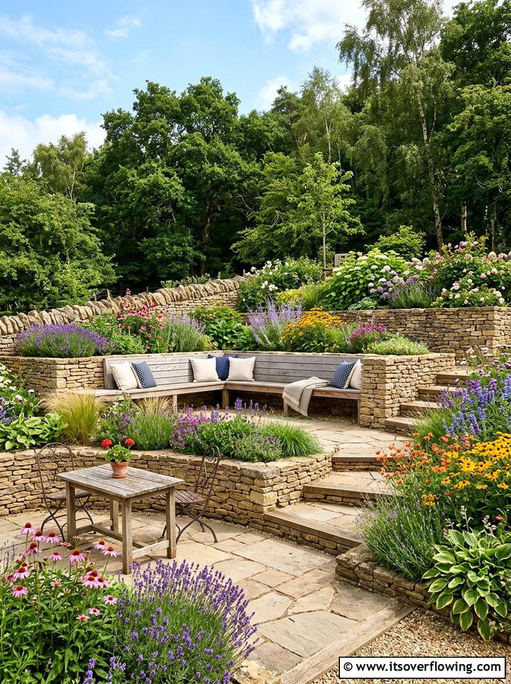 Tiered Garden Beds With Seating - 25 small garden ideas with cozy seating
