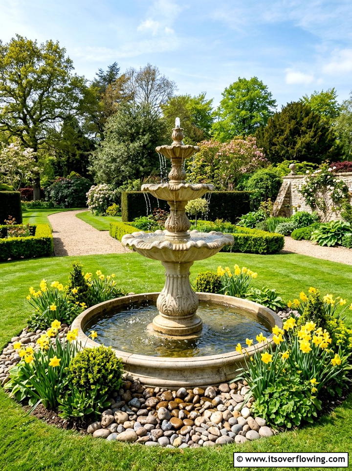 Tiered Garden Fountain - 25 garden decor ideas with spring decor