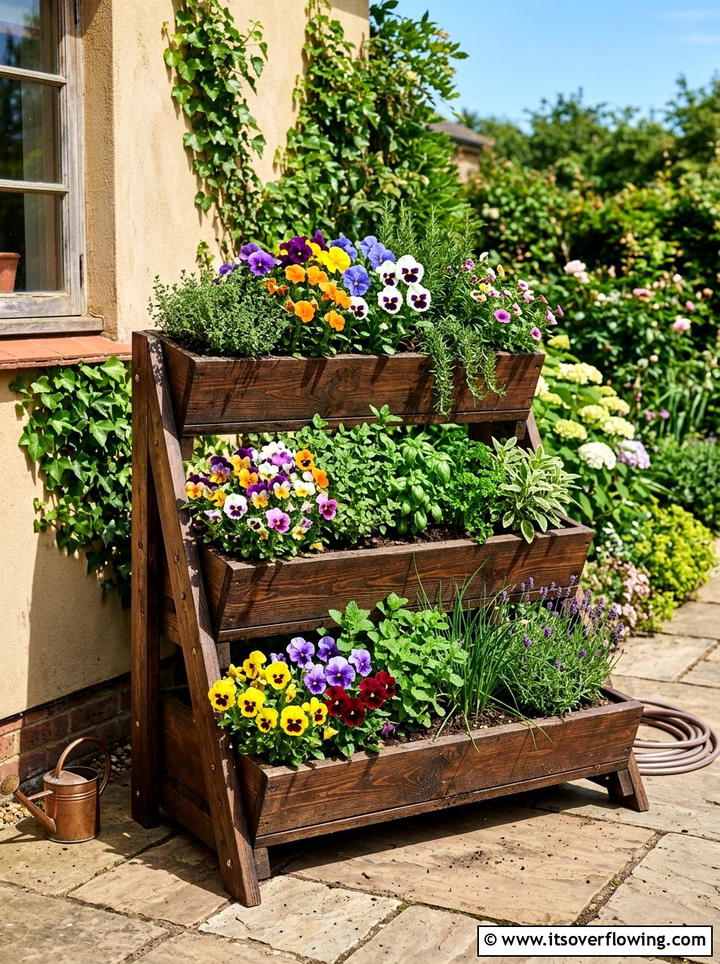 Tiered Garden Planter - 25 backyard decorating ideas with floral displays