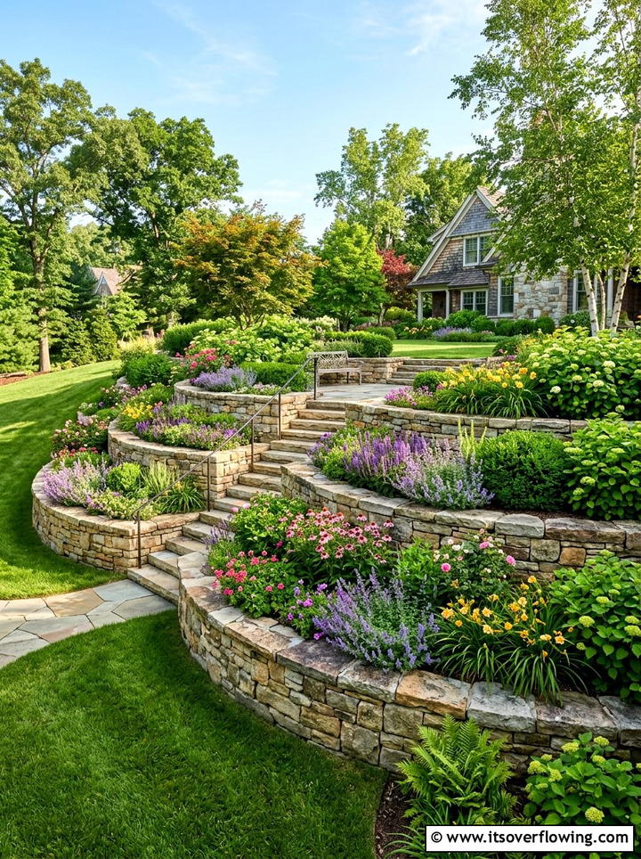 Tiered Garden Retaining Wall - 25 backyard ideas with retaining wall