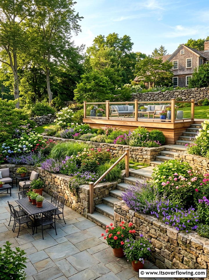 Tiered Garden With Deck And Patio - 25 garden design ideas with deck and patio