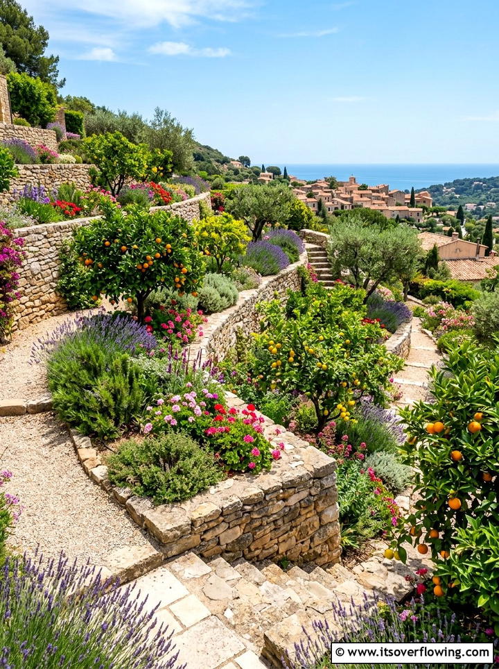 Tiered Garden - 25 backyard ideas with mediterranean style