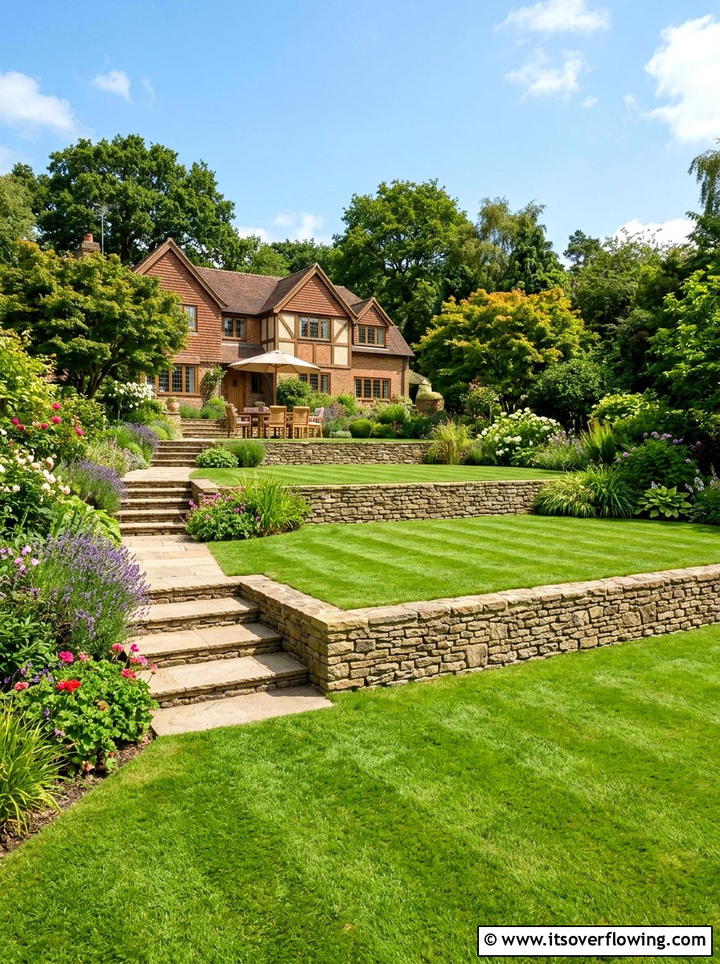 Tiered Grass Lawn - 25 backyard ideas with terracing