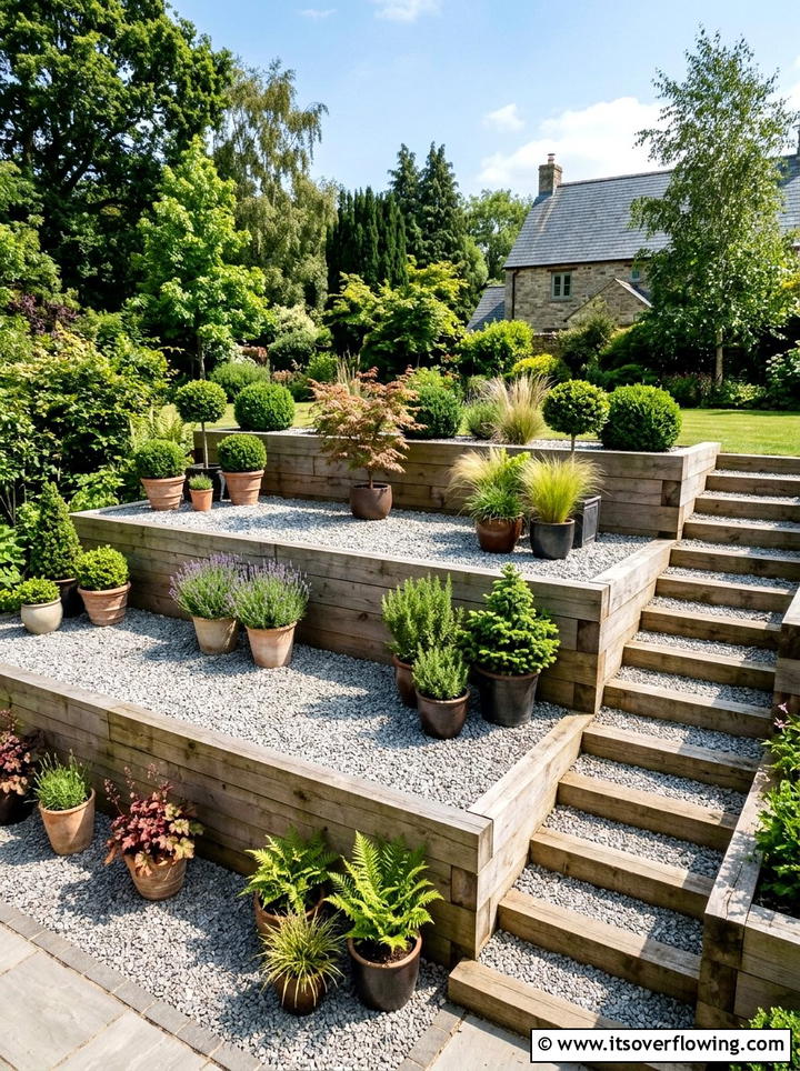 Tiered Gravel Garden - 25 backyard ideas with gravel