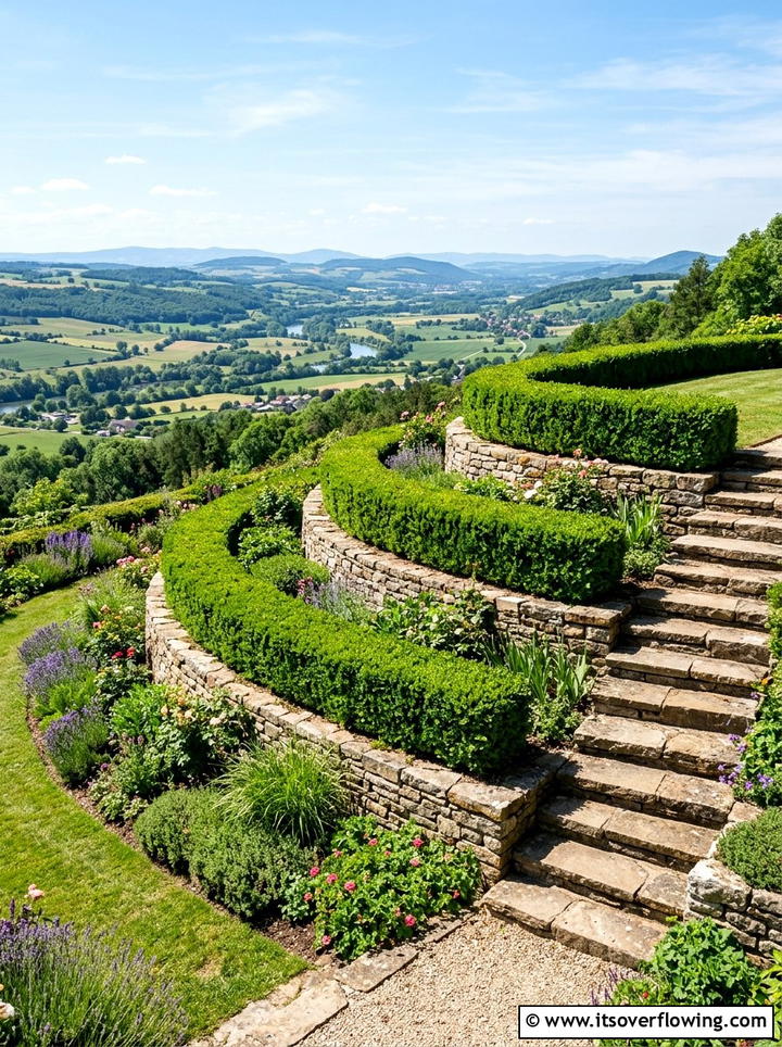 Tiered Hedge Retaining Wall - 25 backyard ideas with hedges