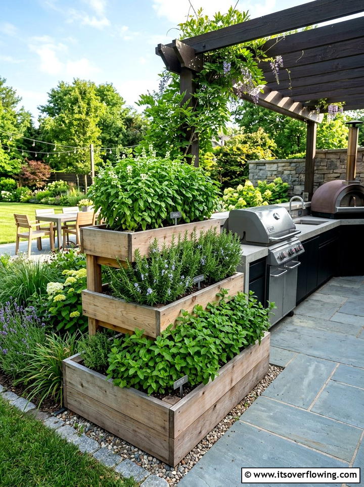 Tiered Herb Flower Box - 25 upcycled garden ideas with flower boxes