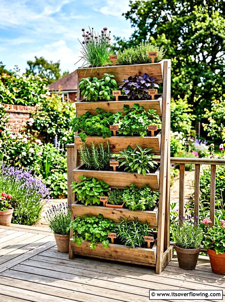 Tiered Herb Garden Structure - 25 recycled garden ideas with wood scraps