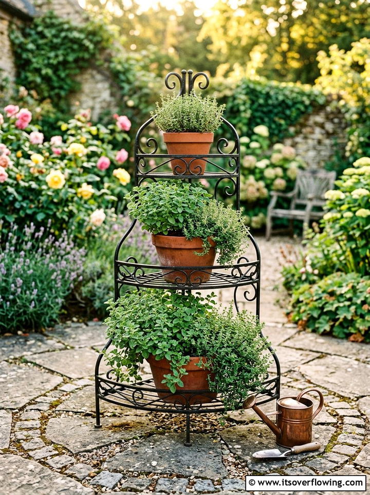 Tiered Herb Planter Stand - 25 garden decor ideas with herb displays