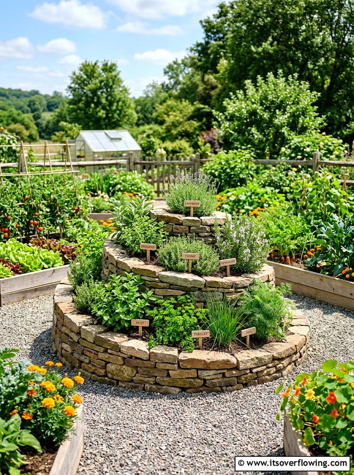Tiered Herb Spiral - 25 creative garden ideas with spiral herb beds