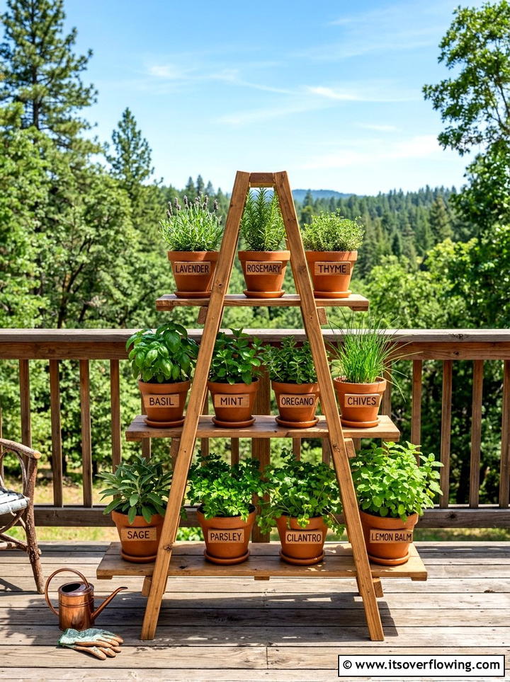 Tiered Herb Stand - 25 garden ideas with herbs