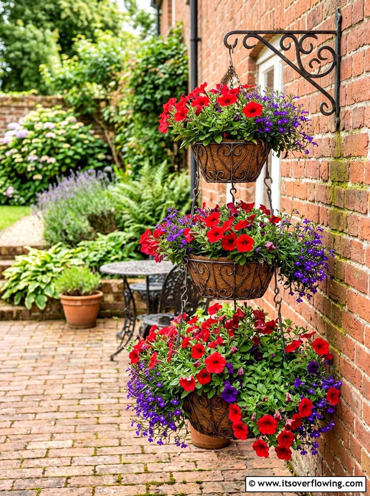 Tiered Metal Hanging Basket - 25 garden ideas with hanging planters