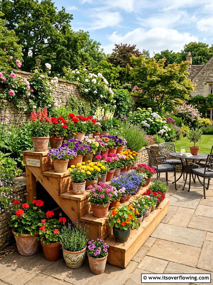 Tiered Plant Display - 25 upcycled garden ideas with pallets