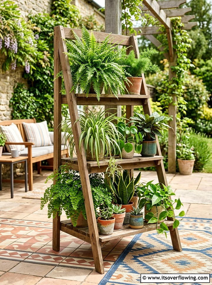 Tiered Plant Stand - 25 creative garden ideas for patios