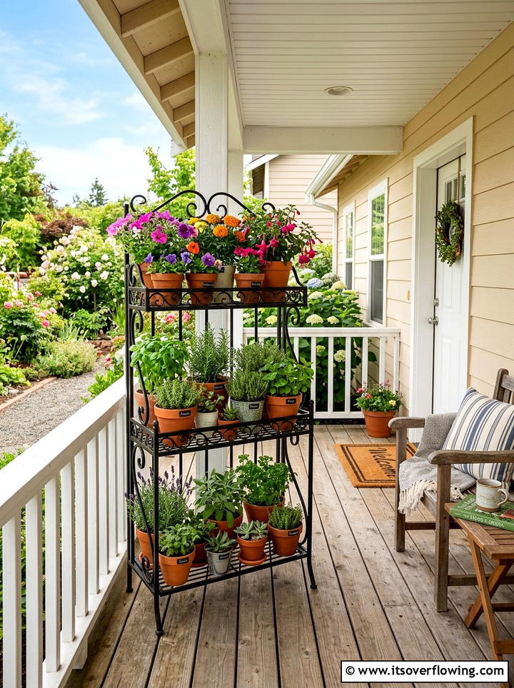 Tiered Plant Stand - 25 front porch ideas with planters