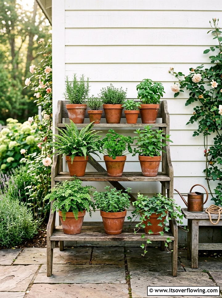 Tiered Plant Stand - 25 front porch ideas for narrow entry