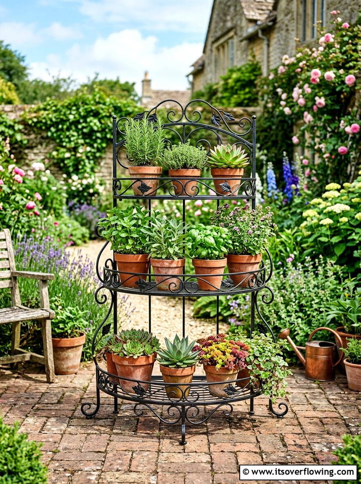 Tiered Plant Stand - 25 backyard decorating ideas with planters