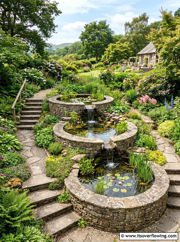 Tiered Pond System - 25 backyard ideas with pond