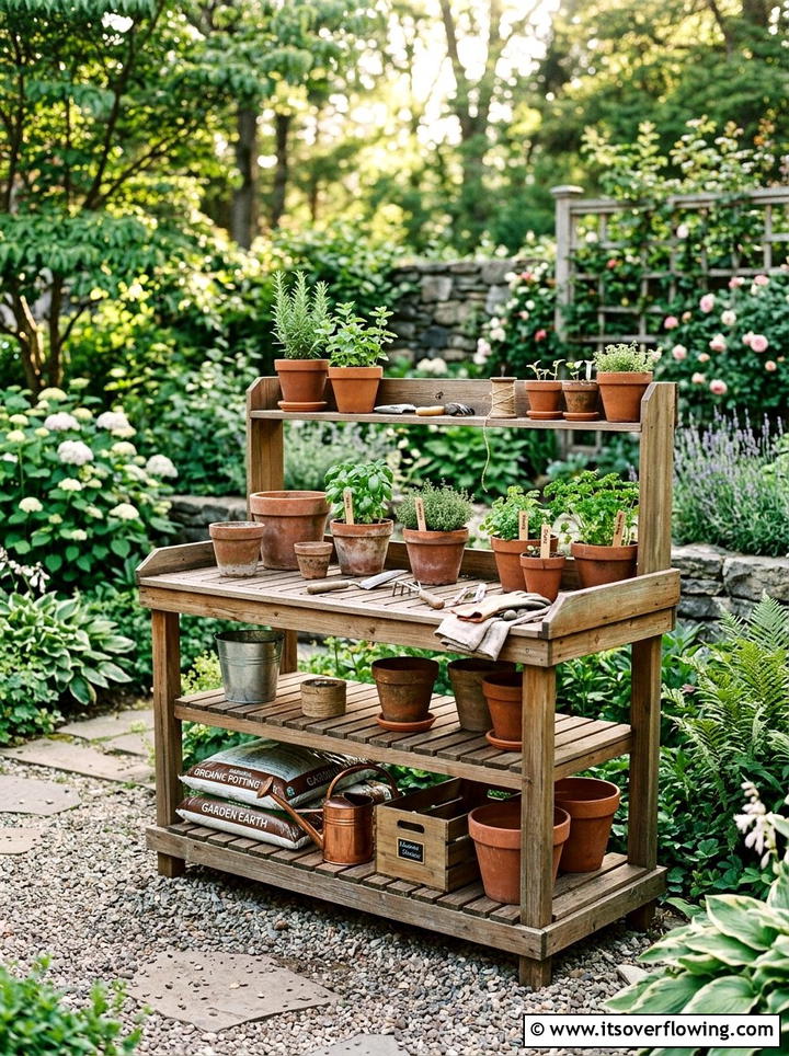Tiered Potting Bench - 25 garden ideas with potting bench