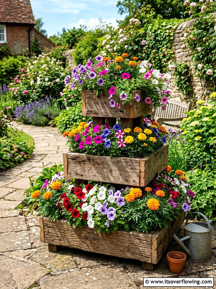 Tiered Reclaimed Wood Planter - 25 creative garden ideas with reclaimed wood beds