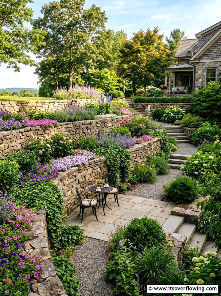 Tiered Retaining Wall - 25 creative garden ideas with tea gardens