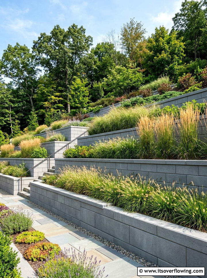 Tiered Retaining Wall - 25 garden design ideas with straight lines