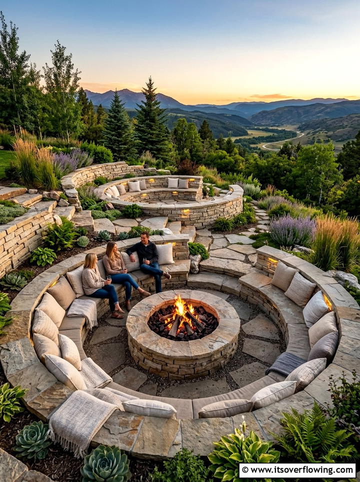 Tiered Seating Area - 25 backyard ideas for sloped yards